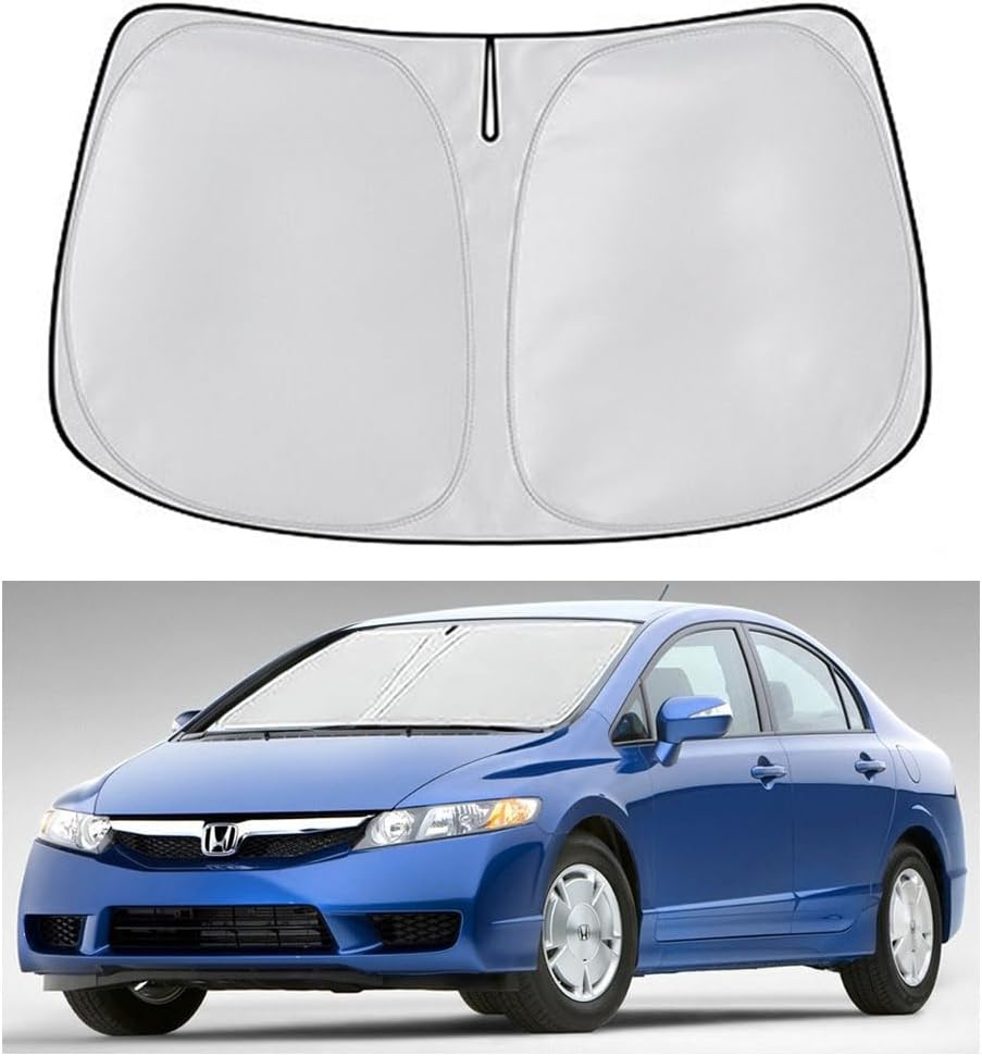 Windshield Sun Shade for Honda Civic 2006 2007 2008 2009 2010 2011, Front Window Shade Sun Visor Protector Honda Civic Accessories Foldable Sunshade Blocks UV Rays Keeps Your Car Cooler