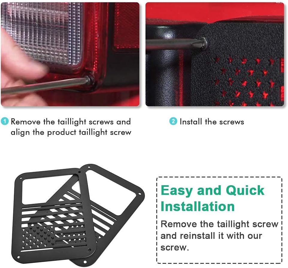 A ABIGAIL Tail Light Cover Compatible with Jeep Wrangler JK/JKU 2007-2018, Taillight Cover Guard with US Flag Pattern Decorative Protector Exterior