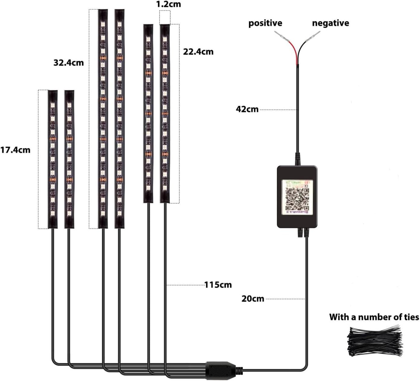 6 Pcs Motorcycle LED Light Kits, App Control Multicolor Waterproof Motorcycle LED Strip Lights, Music Sync & Multiple Scene Modes RGB LED Lights for Motorcycles, DC 12V