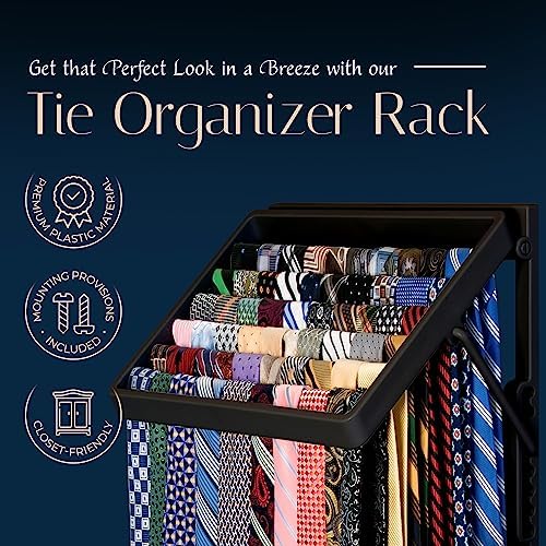 tiemaster wall mounted tie rack and scarf organizer shown in use