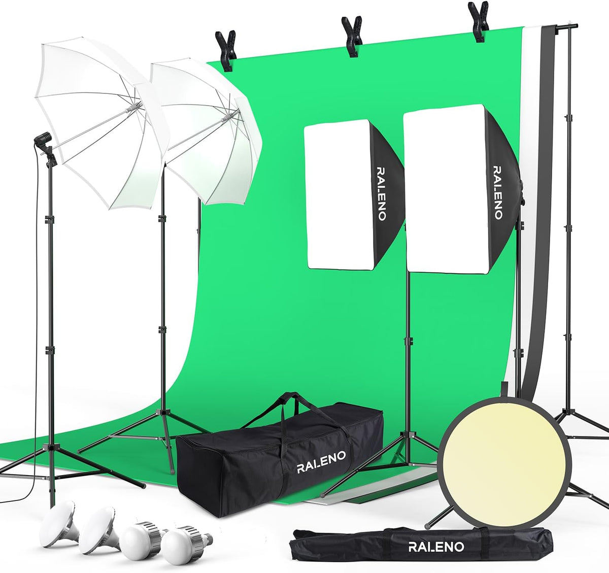 raleno photography lighting kit, 8.5x10ft backdrop stands with, main product view
