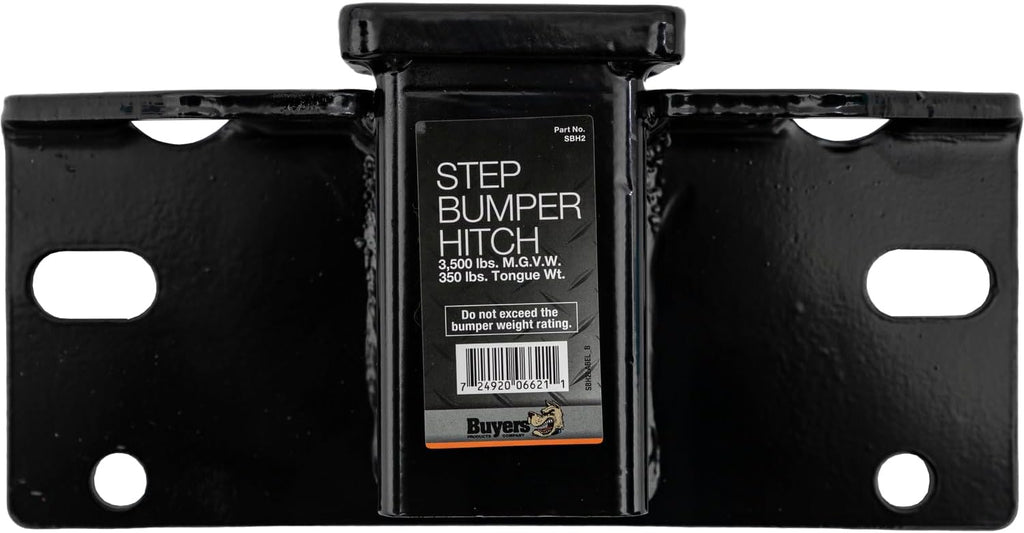 Buyers Products SBH2 Step Bumper Hitch with 2" Receiver Opening – Fits Most Full Size Trucks, Accepts 2" Ball Mounts, 3,500 lb Rated, Corrosion-Resistant Black Powder-Coated Receiver Hitch