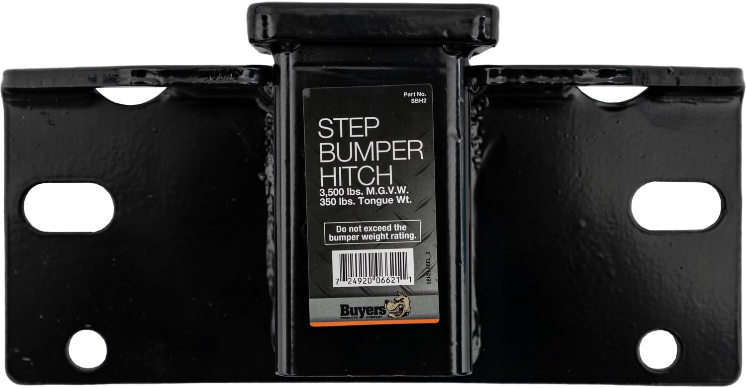 Buyers Products SBH2 Step Bumper Hitch with 2" Receiver Opening – Fits Most Full Size Trucks, Accepts 2" Ball Mounts, 3,500 lb Rated, Corrosion-Resistant Black Powder-Coated Receiver Hitch