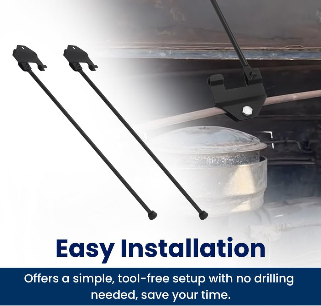 MOTOQUEEN Hood Support Rod Kit for 1937-1946 Chevy GMC Truck, Steel Folding Hood Prop Rod, Powder Coated Black, Easy Install
