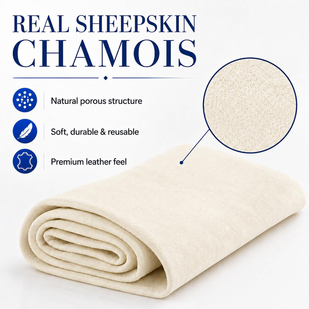 MAQIHAN Chamois Cloth for Car Drying Super Absorbent Sheepskin Shammy Towel Soft Gentle Large 23.6x35.4in Reusable Premium Car Vehicle Detailing (5.7 sq ft)
