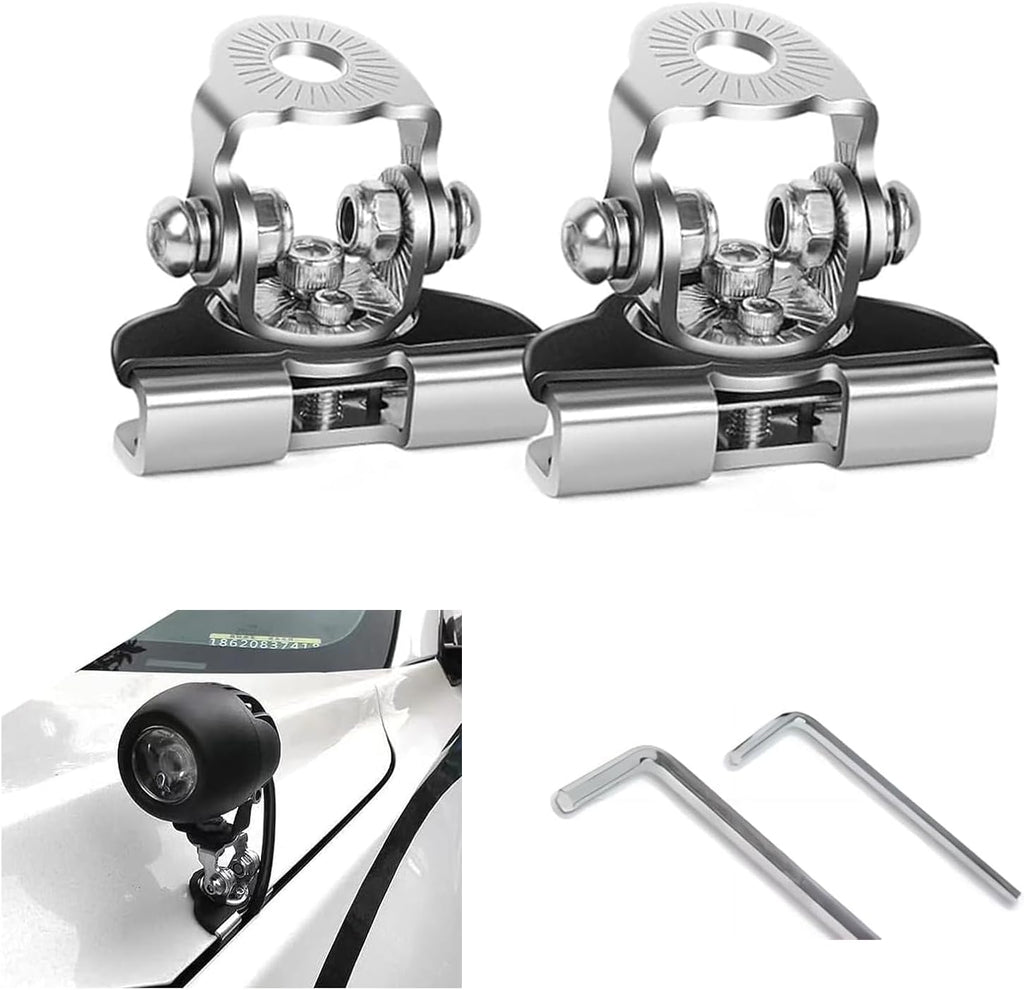 ijuicy 2 PCS Led Light Bar Mounting Brackets, Adjustable Hood Led Work Light Mount Bracket, Off Road Accessories, Ditch Light Brackets for Off Road Truck (Silver)