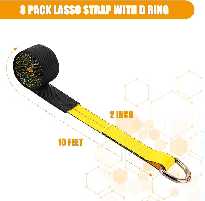 8Pack 2" X 10 ft Tow Truck Straps Lasso Wheel Lift Straps Lasso Tow Strap - Image 2