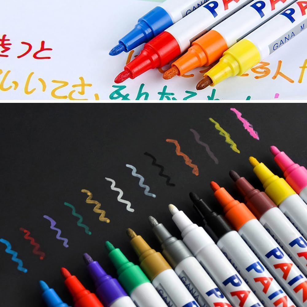 Waterproof Tire Paint Pen, Non-Fading Tire Paint Pen, Premium Tire Marker Pens for Car Motorcycle Tire Lettering (6Pcs-A)