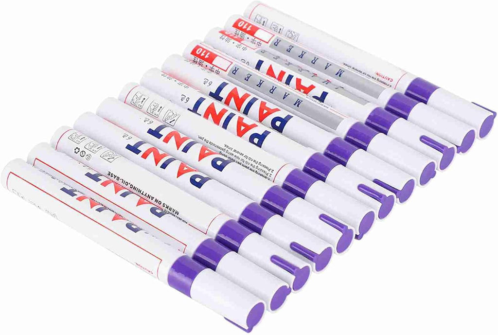 Paint Pen Refill Set, 24pcs with White and Purple Colors, 3.0mm Waterproof Permanent Markers - Durable Paint Ink, Replaceable Tip Design, Multi - Surface Use for Car, Tire, Glass