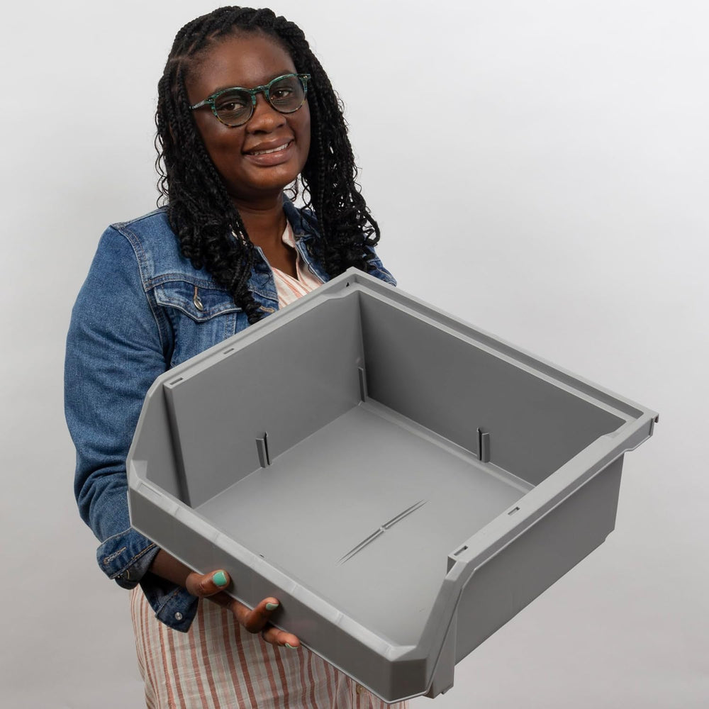 Extra Large Stackable Plastic Storage Bins, 4-Pack, Grey
