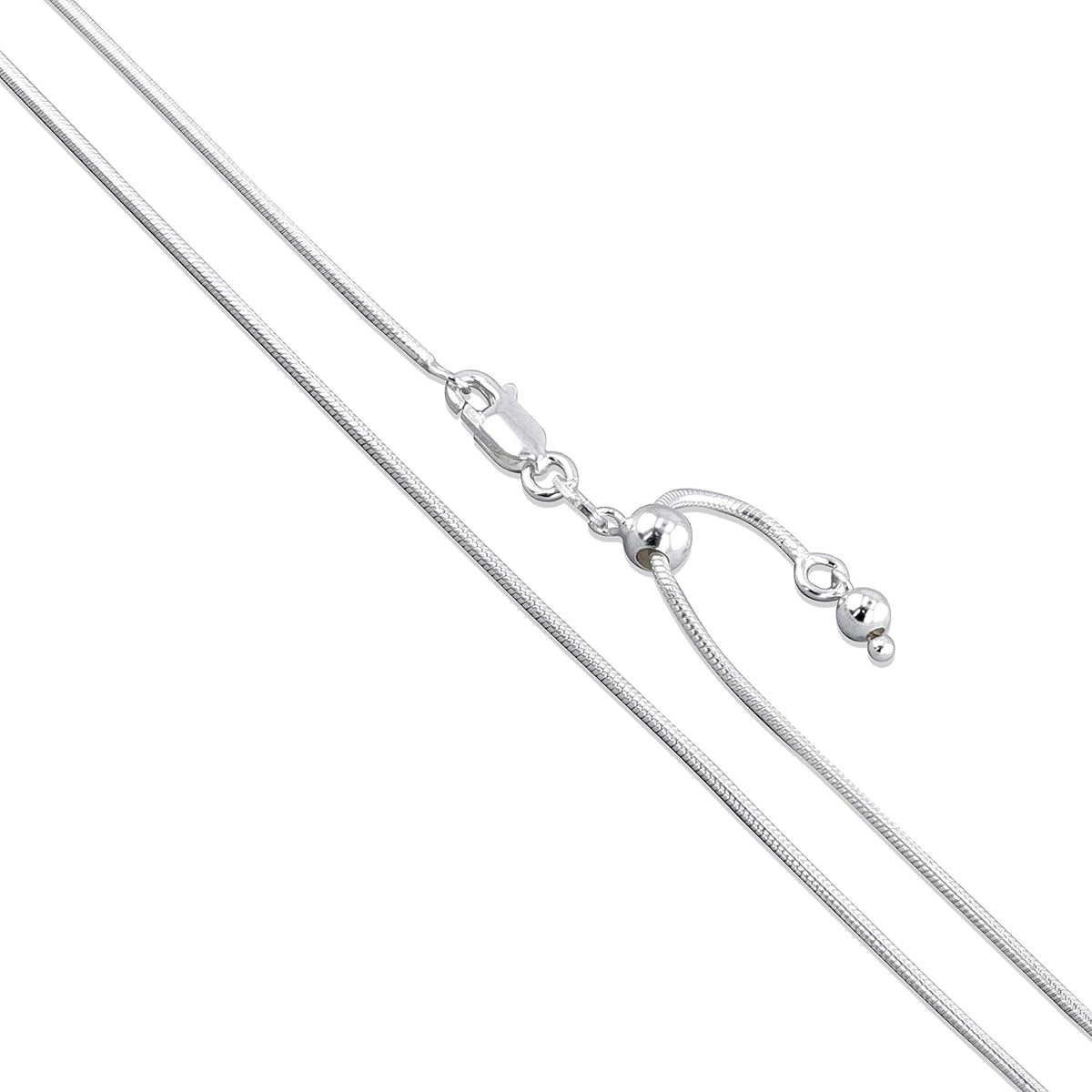 sterling silver round snake 0.8mm 0.9mm 1mm 1.2mm, main product view