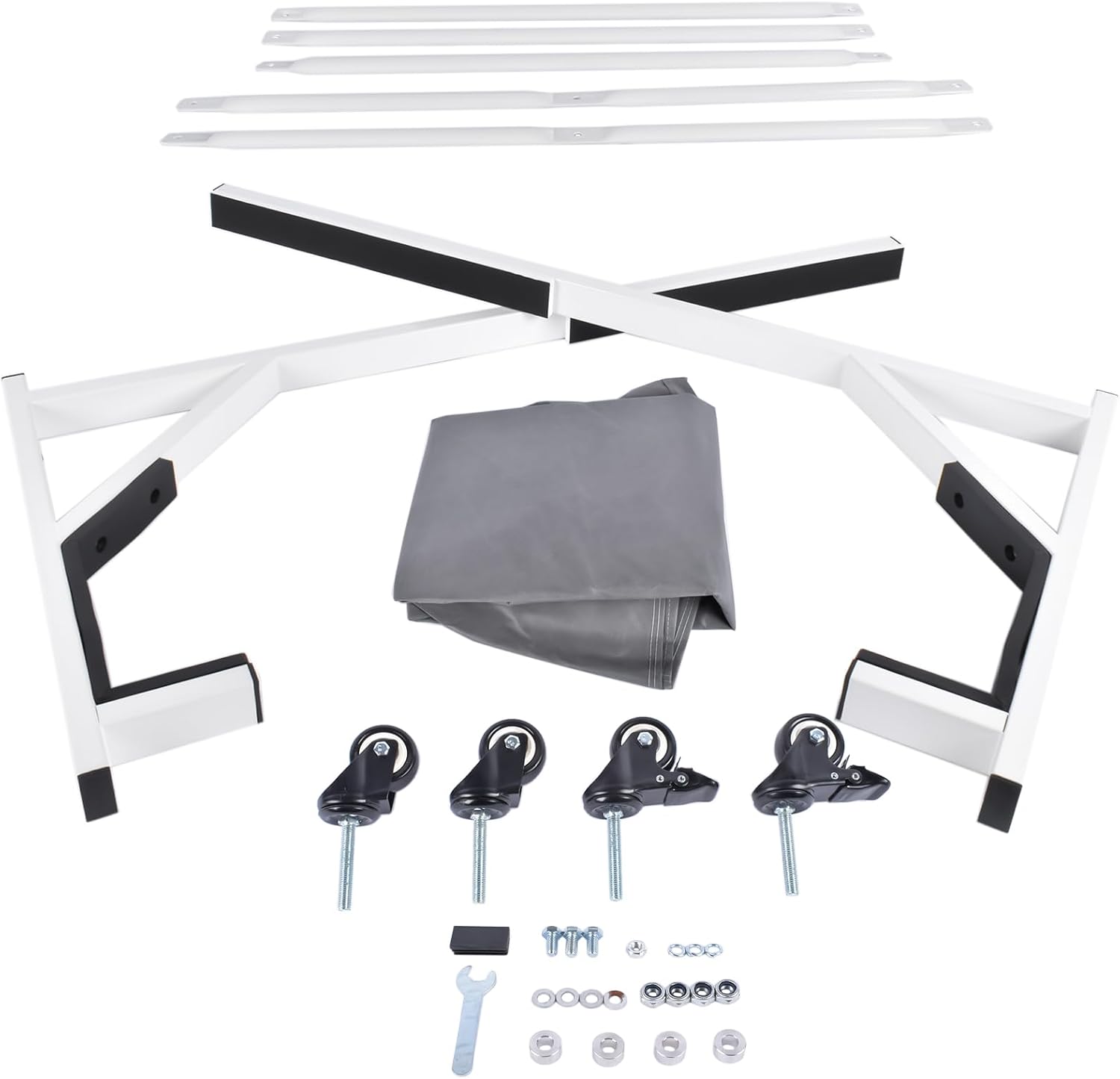 Hard Top Storage Cart with Cover Replacement for Chevy Corvette C1 C2 C3 C4 | Replacement for Mercedes W121 W113 W194 R107 R129, TC107WHITE, HS1000W