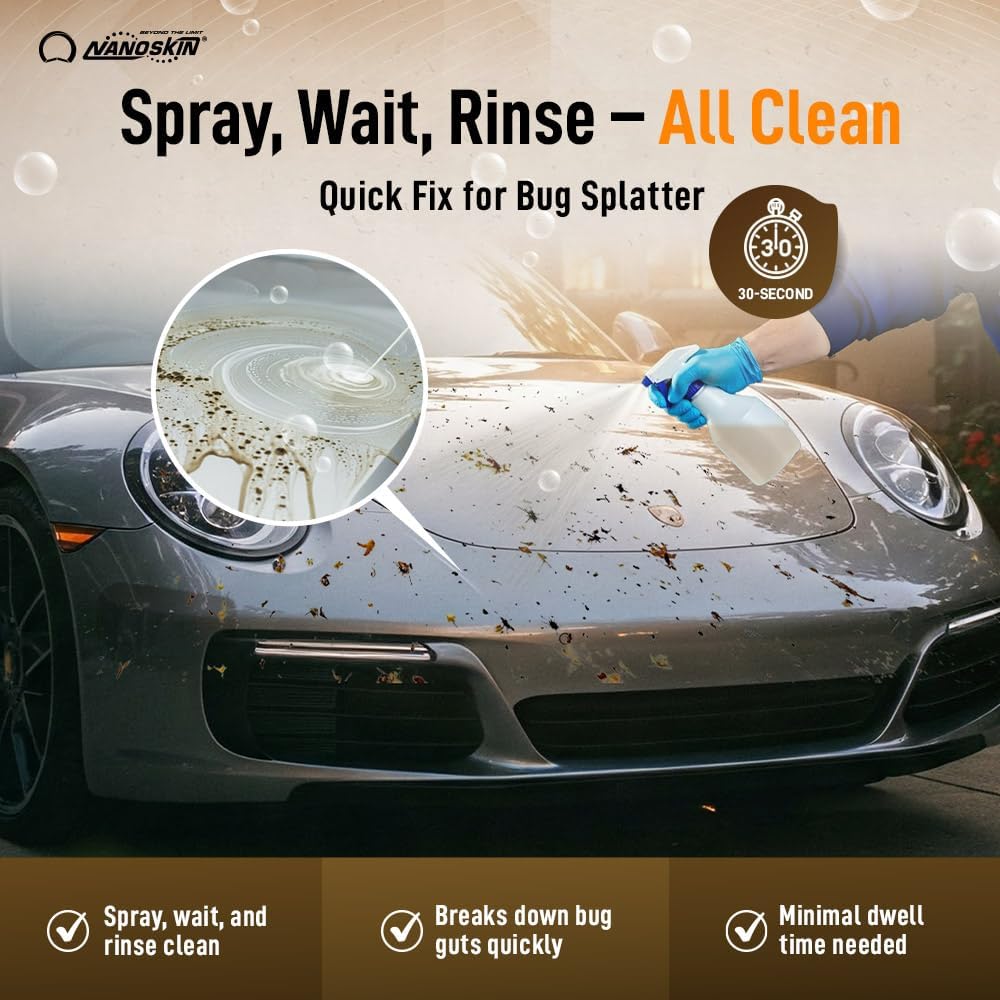 Nanoskin Bug Remover 1 Gallon – Exterior Cleaner & Degreaser for Bug Residue, Grime, Plastic, Metal, Chrome, Windows & Mirrors – Safe for Car Paint, Wax, Clear Coat, Trucks, Motorcycles & RVs