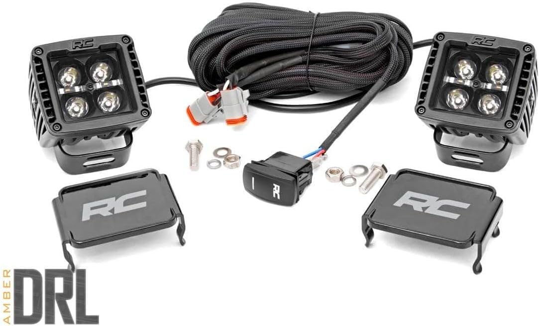 rough country 2" black series square led cube shown in use