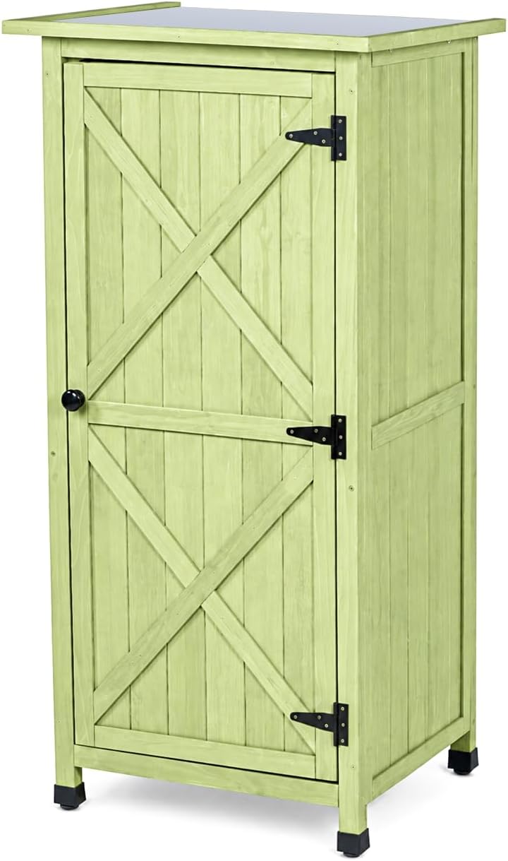 wooden outdoor storage cabinet, vertical garden tool shed, main product view
