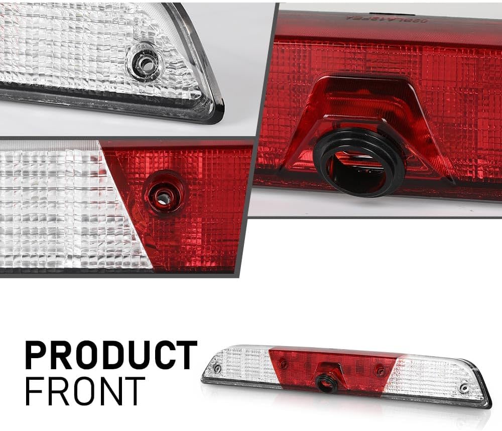 ALLGOOD LED Third 3rd Brake Light w/Camera | Compatible with Ford F250 F350 Super Duty 2017-2022 Clear & Red Lens Chrome Housing