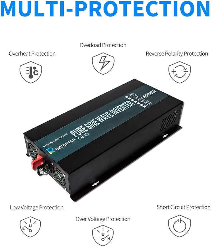 WZRELB Home Power Supply Off Grid Pure Sine Wave 12Vdc to 120Vac 60Hz 4000W - Image 7