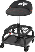 Rolling Shop Stool with Wheels, Garage Work Mechanic Stool with Backrest by FreekyFit