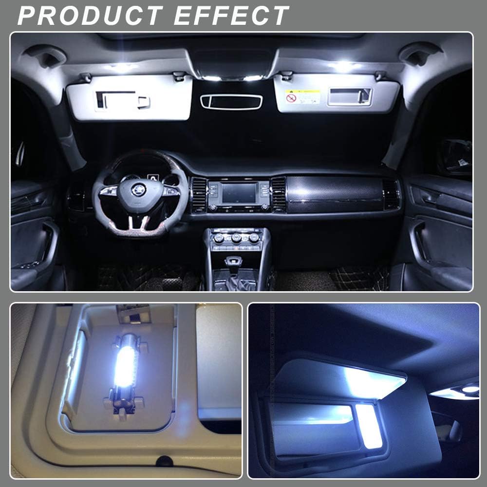 YM E-Bright LED Mirror Fuse Sun Visor 6641 White 4014 9-SMD 12V Festoon Dome Light LED Bulbs(pack of 10) (31MM)