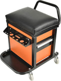 AAIN Rolling Tool Box with Mechanics Seat - Built-in Storage Drawers, 2.5-Inch Swivel Casters, Heavy-Duty 300 lb Capacity Mobile Workbench