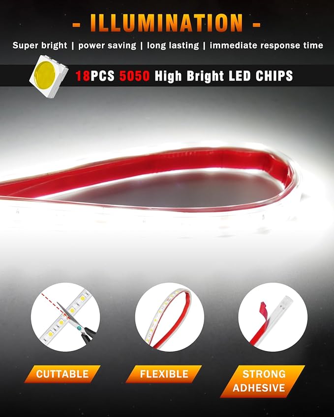 Qasim 12V Led Light Strip Waterproof 32CM White Golf Cart Underglow Led Lights - Image 5