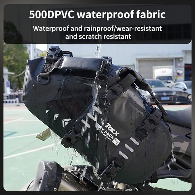 Motorcycle Saddle Bags Tail Bag, 20L Roll-top Waterproof Motor Detachable Side - Image 6