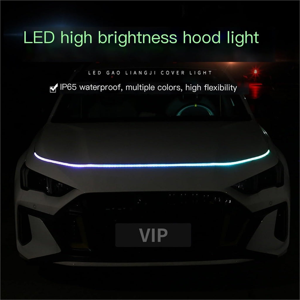 Automobile Hood Ambient Light Engine Through Daytime Running Strip Rainbow RGB Flow 12V Universal([CL] Yellow,1.2m)
