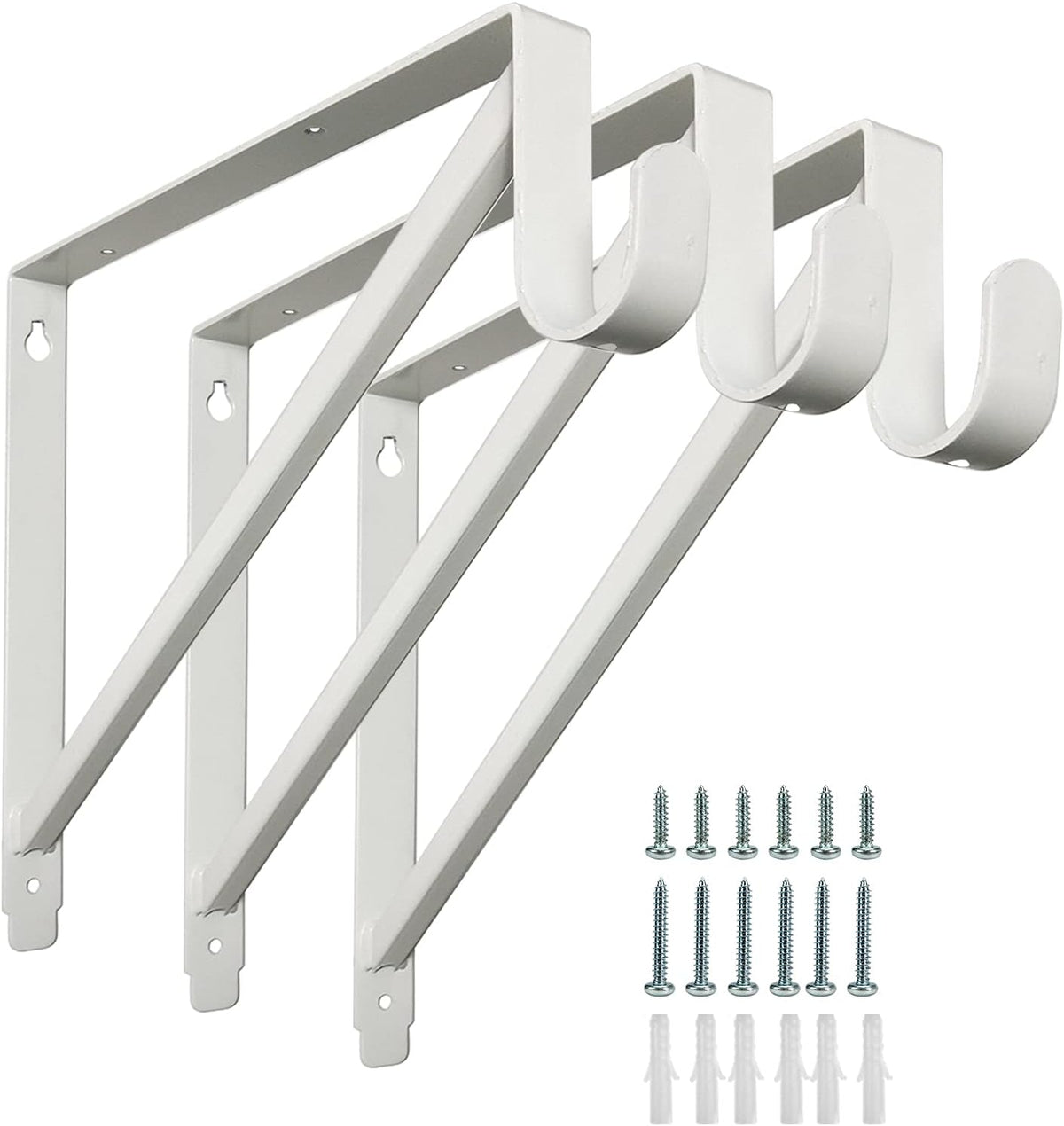 heavy duty closet shelf and rod brackets (white, main product view