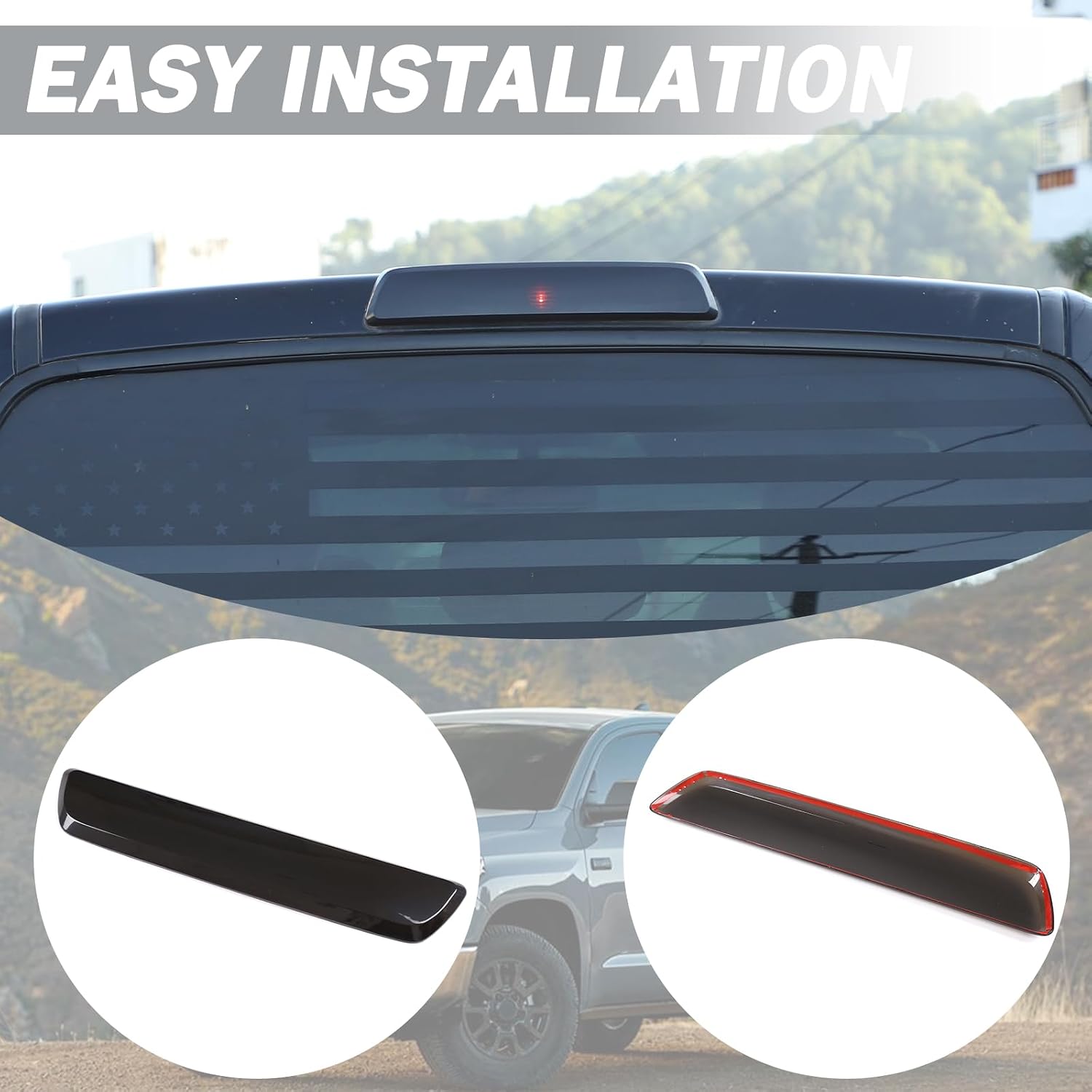 3rd Brake Light Third High-Position Center Blackened Shell Cover for Toyota Tundra 2014-2021