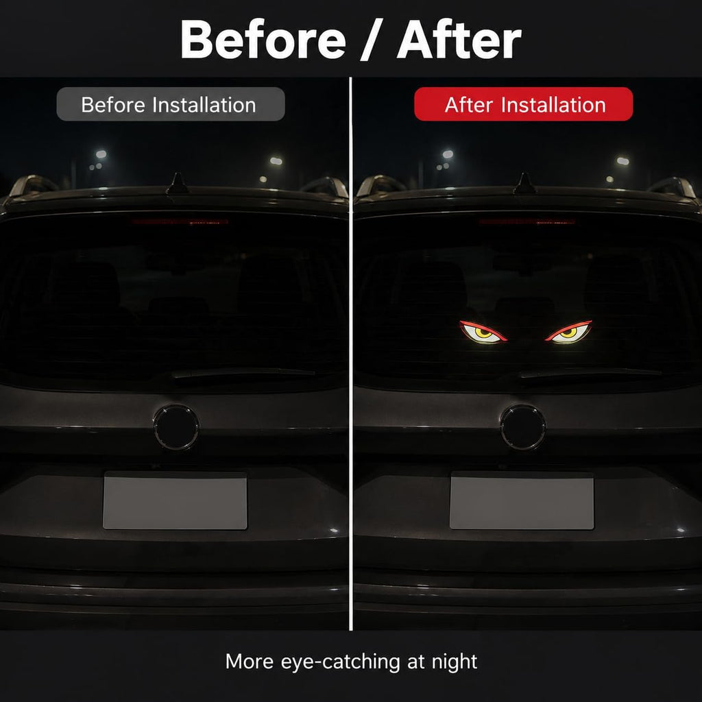 Solar Devil Eyes LED Car Window Light, Wireless No Drill Solar Powered Demon Eyes Warning Lights for Cars Windshield Rear Window, Waterproof LED Eyes Animated for Trucks/SUVs/RV/Vans, 2 Pack (T1-RYW)