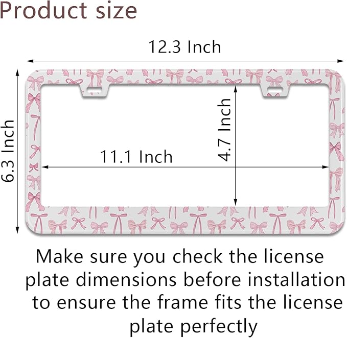 License Plate Frame for Pink Bow Stainless Steel License Plate Frames Holder - Image 3