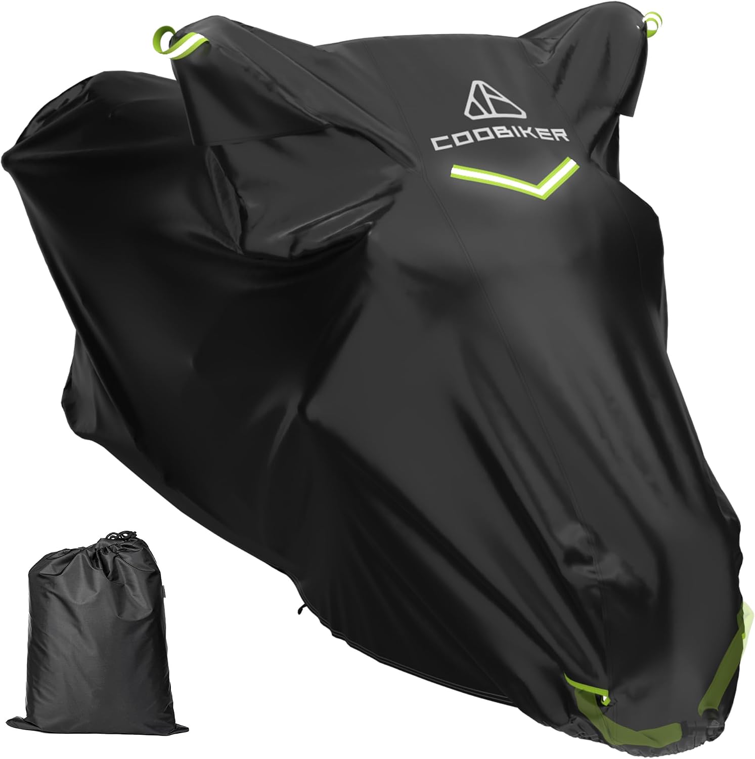 Motorcycle Cover 300D Waterproof Outdoor Night Reflective Breathable Vents All Season Rain Sun Dust Protection Universal Fit Powersports Vehicle Cover with Lock-Holes Fits up to 96.5"