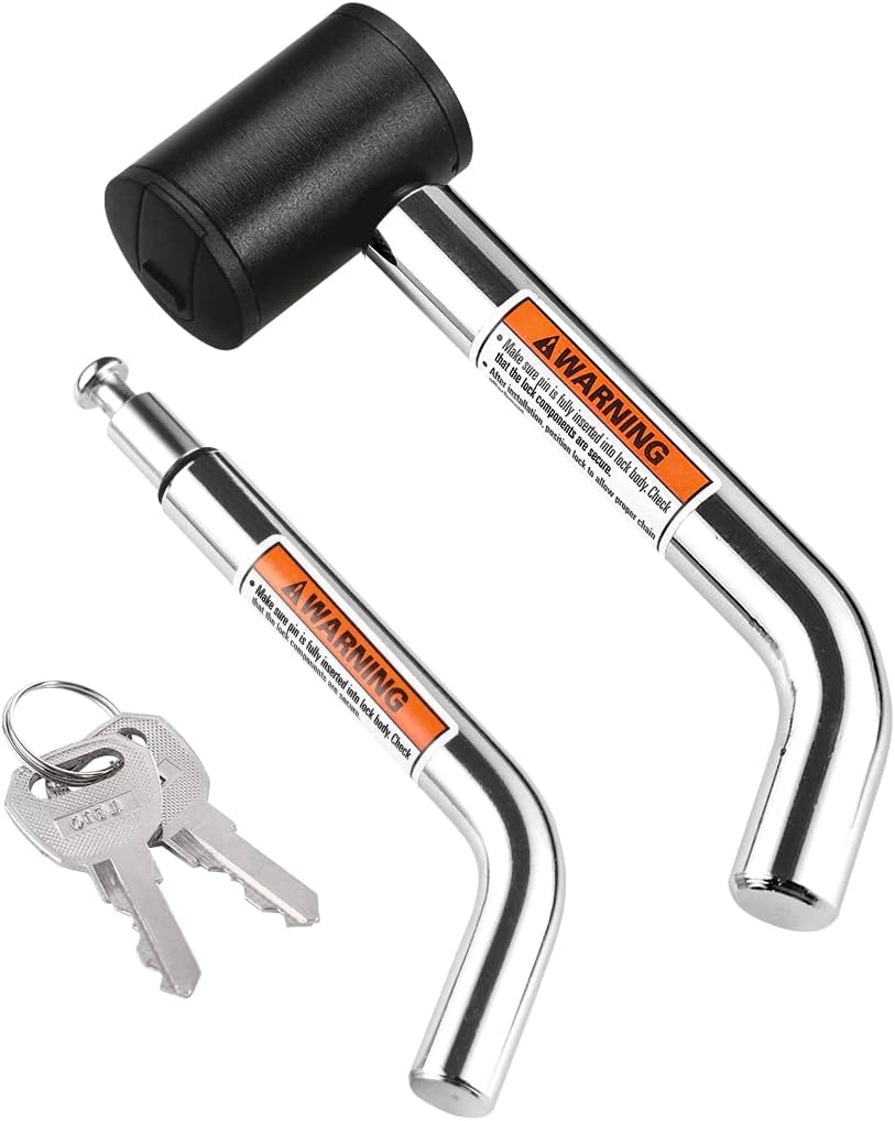 CZC AUTO Hitch Receiver Pin Lock, Right Angle 1/2" and 5/8" Dual Pins for Class I II III IV 1-1/4" 2" and 2-1/2" Receiver, Compatible with Bike Rack Tray Ball Tow Rope for Trailer Truck Car Boat