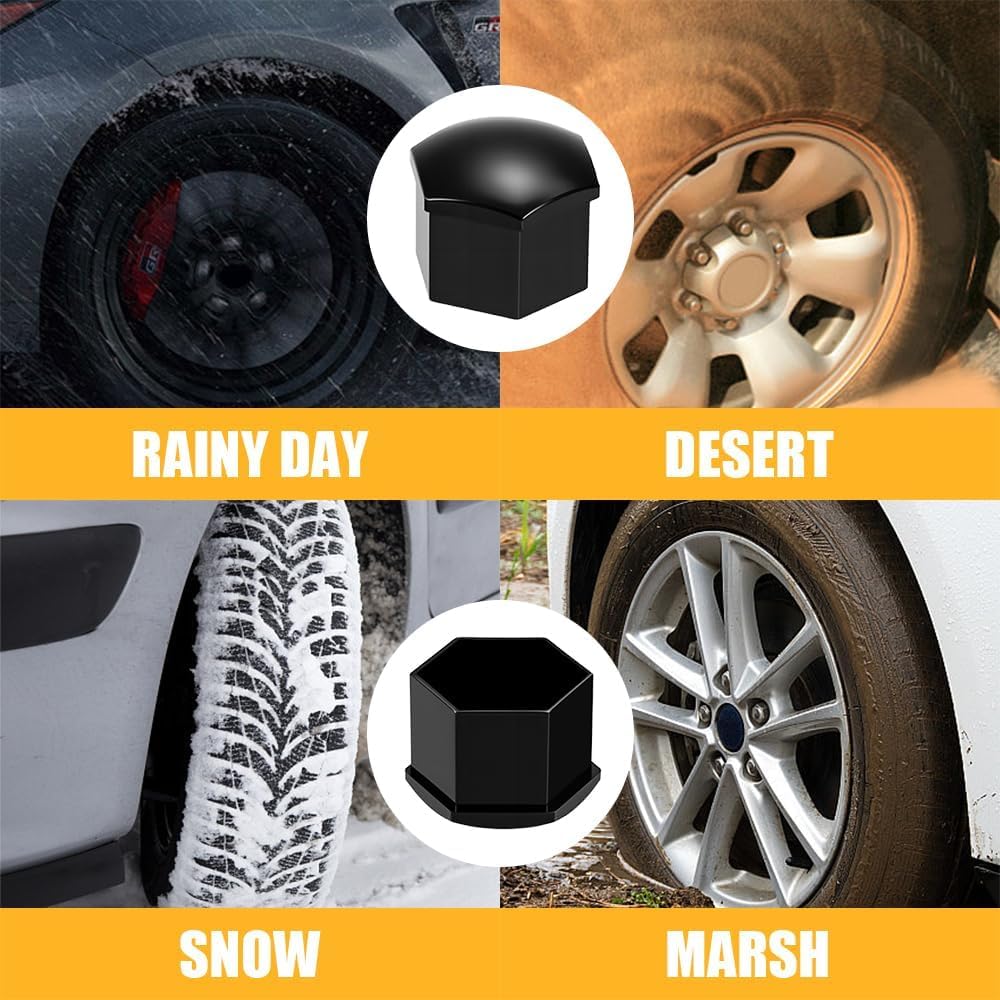 20pcs Black Wheel Lug Nut Covers for 2015-2020 Hyundai Genesis G80, Auto Hub Screw Cap Protector Anti Rust Tire Bolt Rim Exterior Accessories,Black 19mm