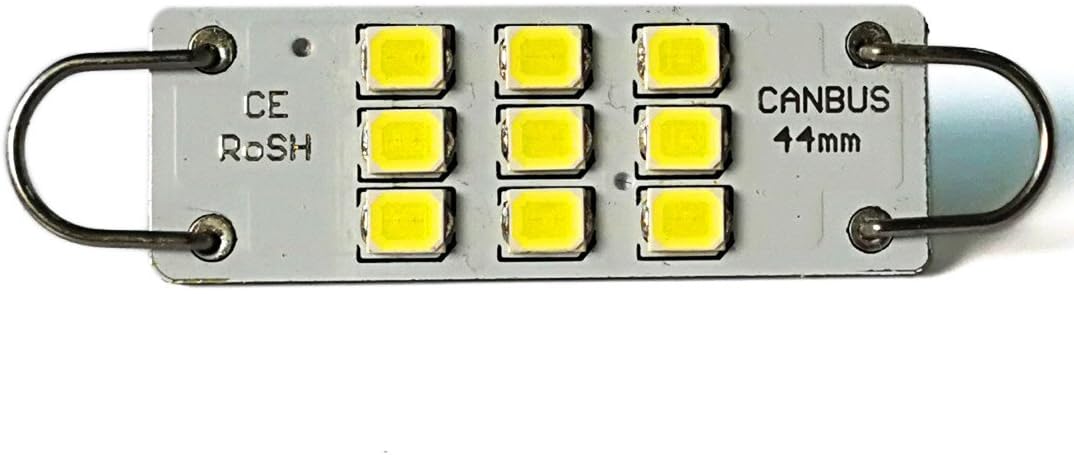 Alla Lighting Festoon 44mm 1.73" 3030 9-SMD Rigid Loop Extremely Super Bright White 561 562 567 564 LED Bulbs for Interior Map Dome Luggage Compartment Light Lamps Replacement