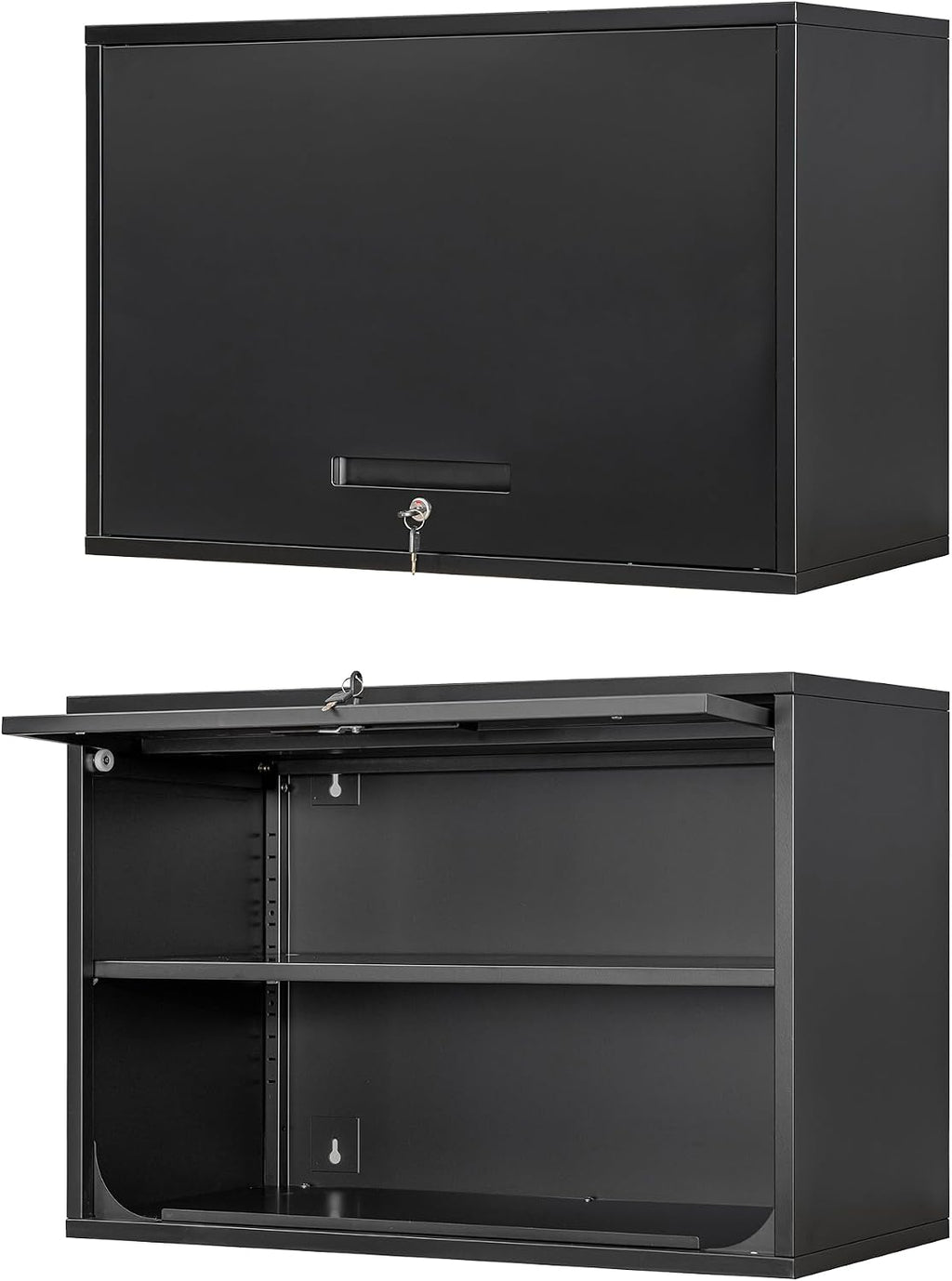 Metal Wall Cabinet with Locking Door and Shelf, Hanging Garage Cabinets with