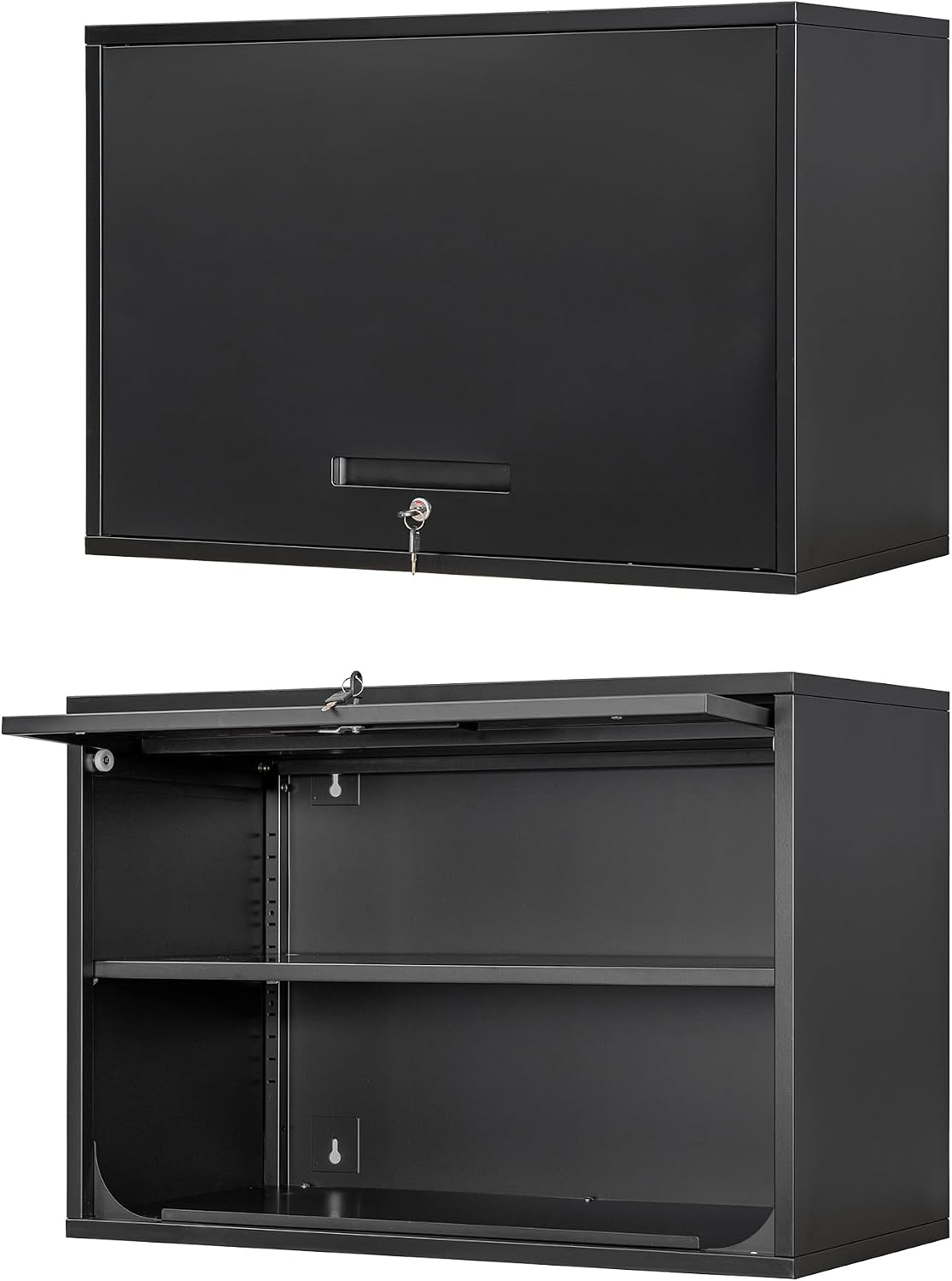Metal Wall Cabinet with Locking Door and Shelf, Hanging Garage Cabinets with