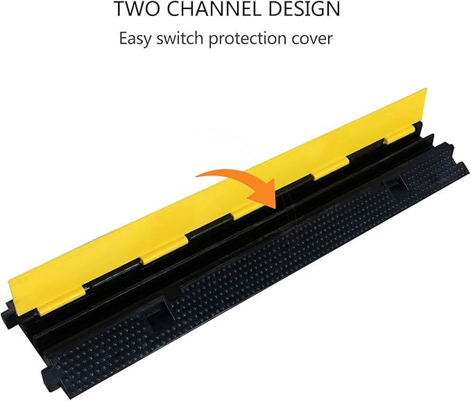 1 Pack Rubber Cable Ramp Hose Cable Protector Ramp 2 Channel 22000Lbs Load - Image 6