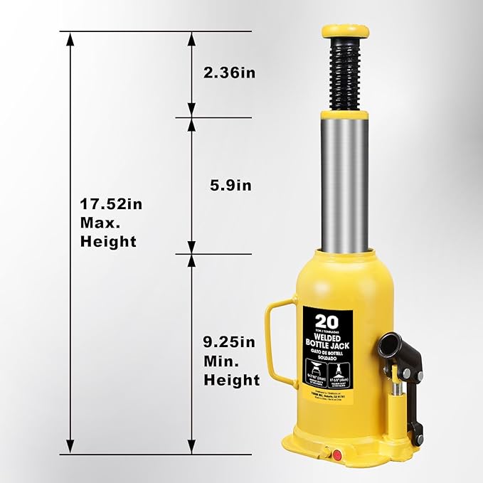 YELLOW JACKET 20 Ton Bottle Jack All Welded Hydraulic Jack