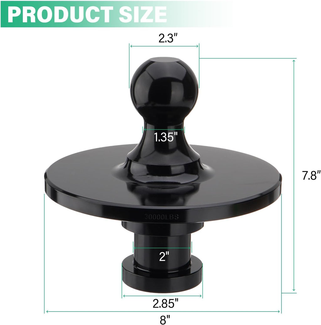 Fifth Wheel Gooseneck Hitch Adapter, Kingpin to 2-5/16'' Gooseneck Ball Adapter for RV Truck Pickup Trailer, 30000lbs Max Load Capacity