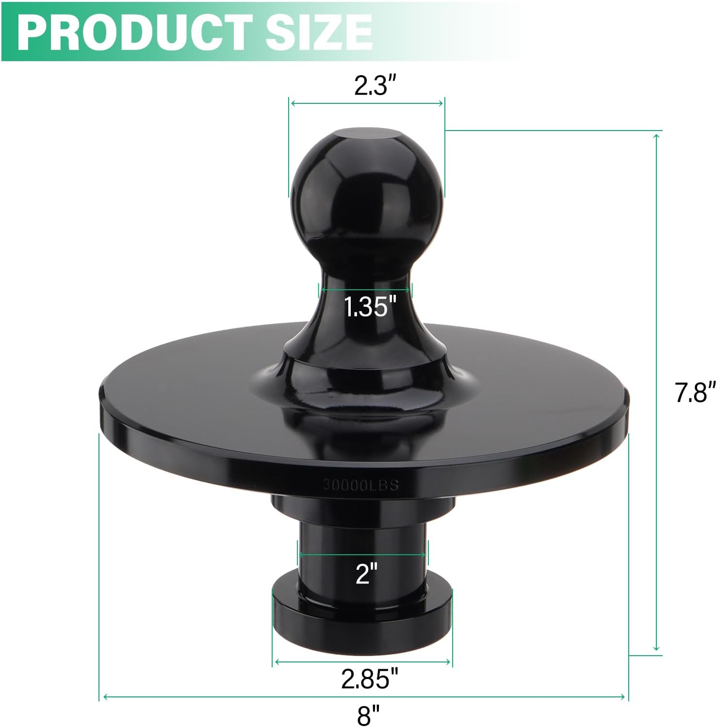 Fifth Wheel Gooseneck Hitch Adapter, Kingpin to 2-5/16'' Gooseneck Ball Adapter for RV Truck Pickup Trailer, 30000lbs Max Load Capacity