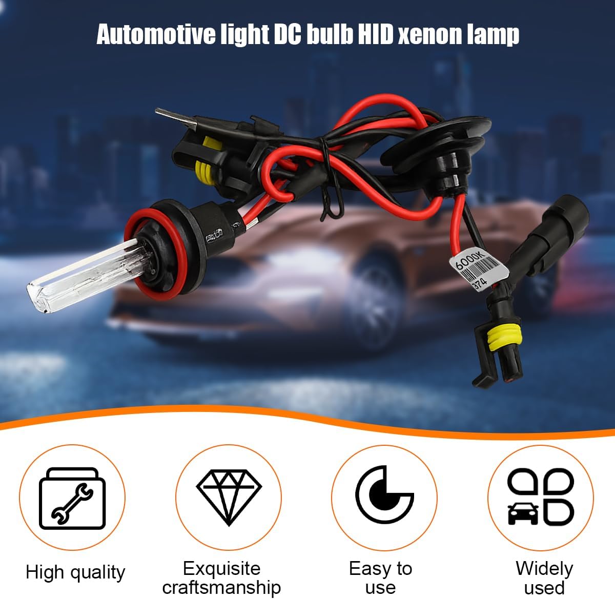 2PCS 9005 HID Car Xenon Bulbs, 35W 12V 6000K Waterproof Vehicle Headlight, Automotive Front High Low Beam Lamp Replacement Accessories, Universal for SUV Sedan Truck