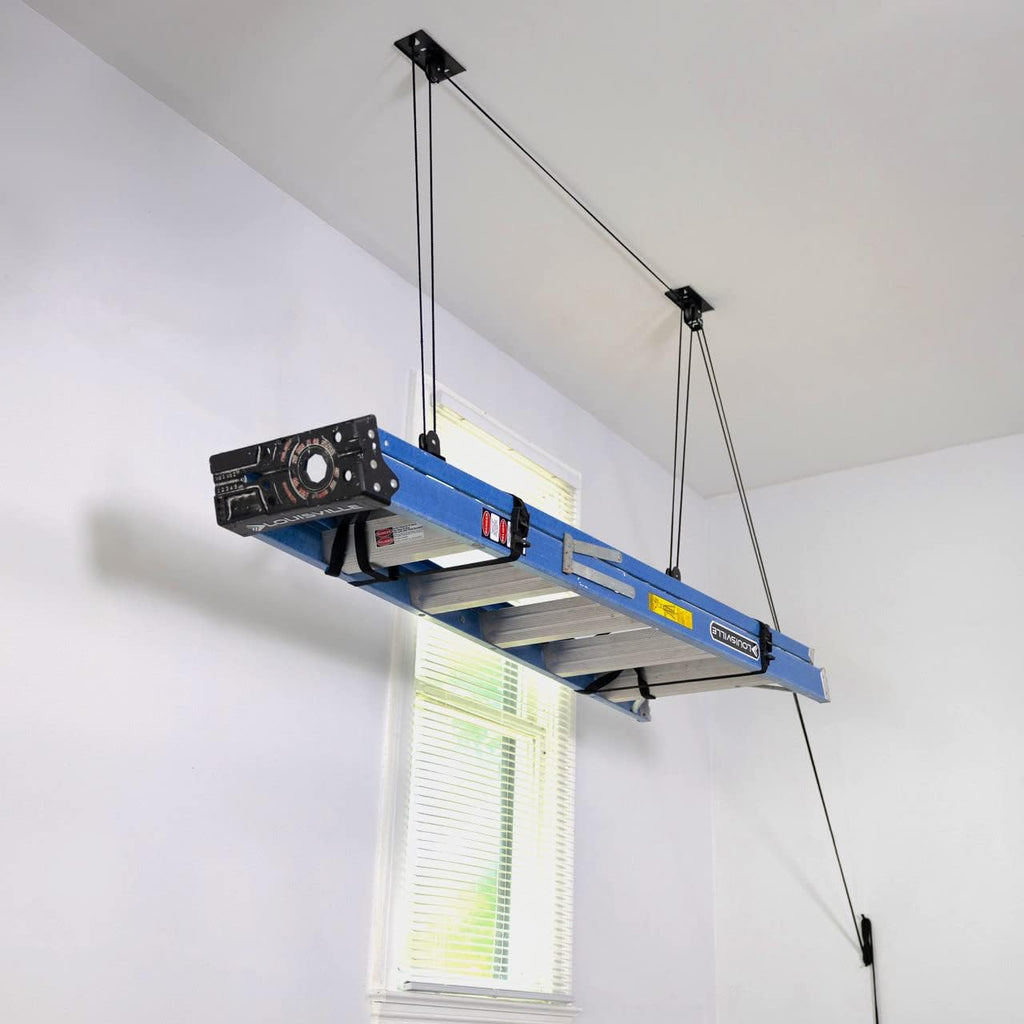 StoreYourBoard Ladder Storage Ceiling Pulley System, Garage Mount Hoist