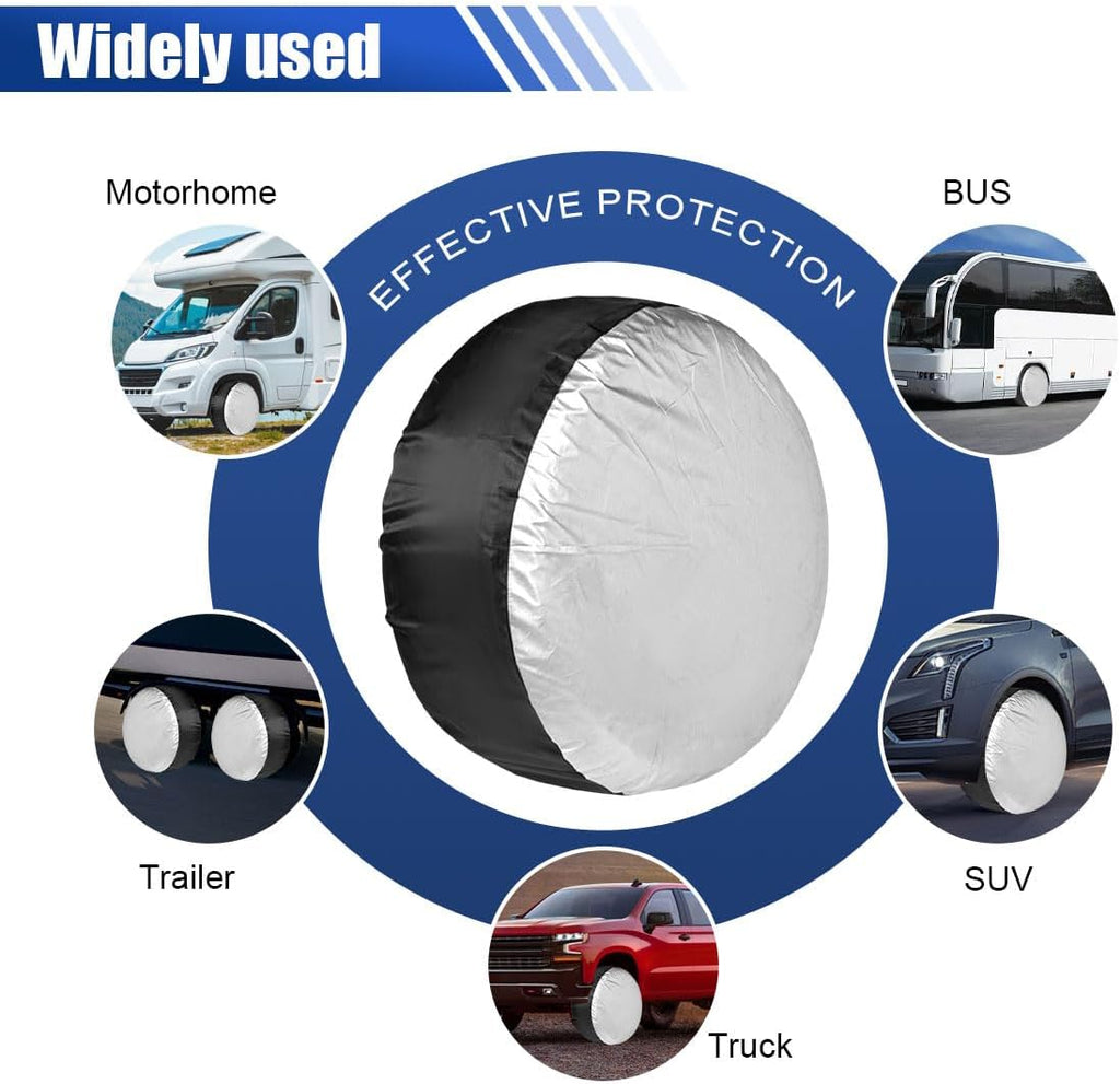 4PCS Car Tire Covers Set, Waterproof RV SUV Trailer Spare Tire Storage Bag with Handle, Portable Anti-UV Sun Snow Rain Wheel Cover, Dustproof Wheel Protector for 13-18 Inch Tires Diameter (S)