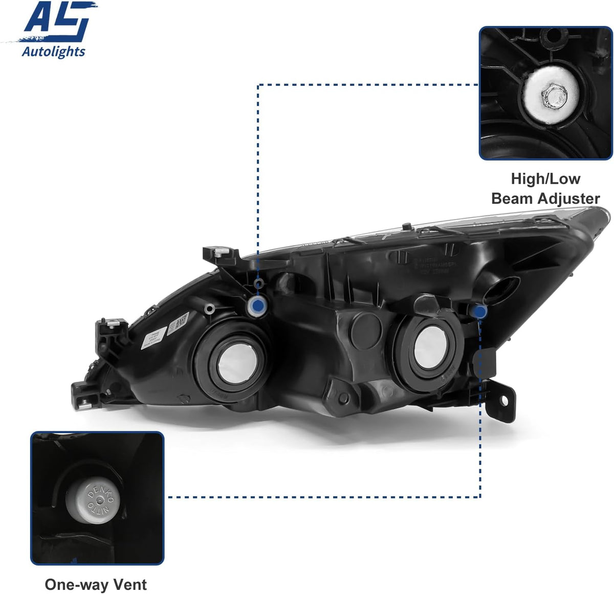 compatible with 2003-2007 accord headlight assembly for 03-07, side view