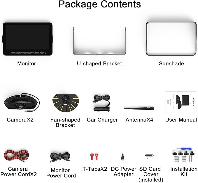 Fookoo 1080P 10" Wireless RV Backup Camera System - Image 9