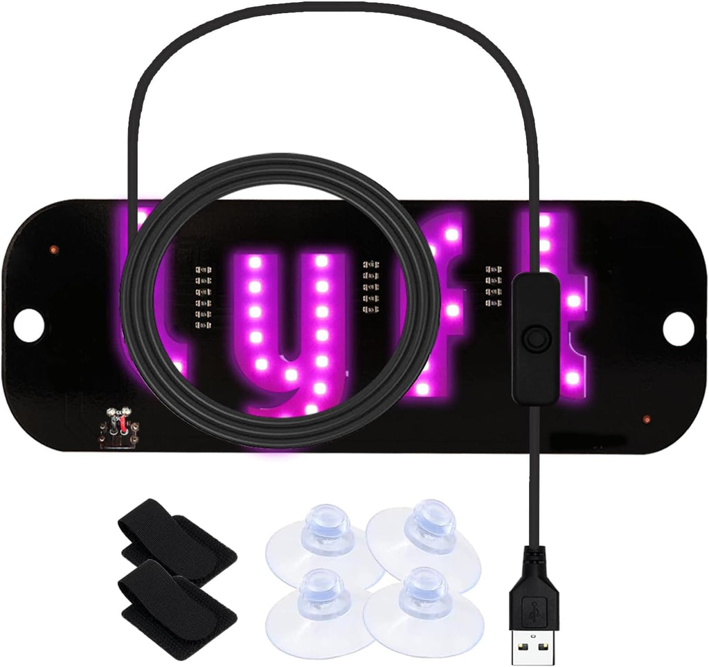 LED Light for Car, LED Sign for Car Windshield, Taxi Sign Decal with Suction Cups and Hook and Loop Cable Ties USB Plug, Trucks, SUV (Pink)