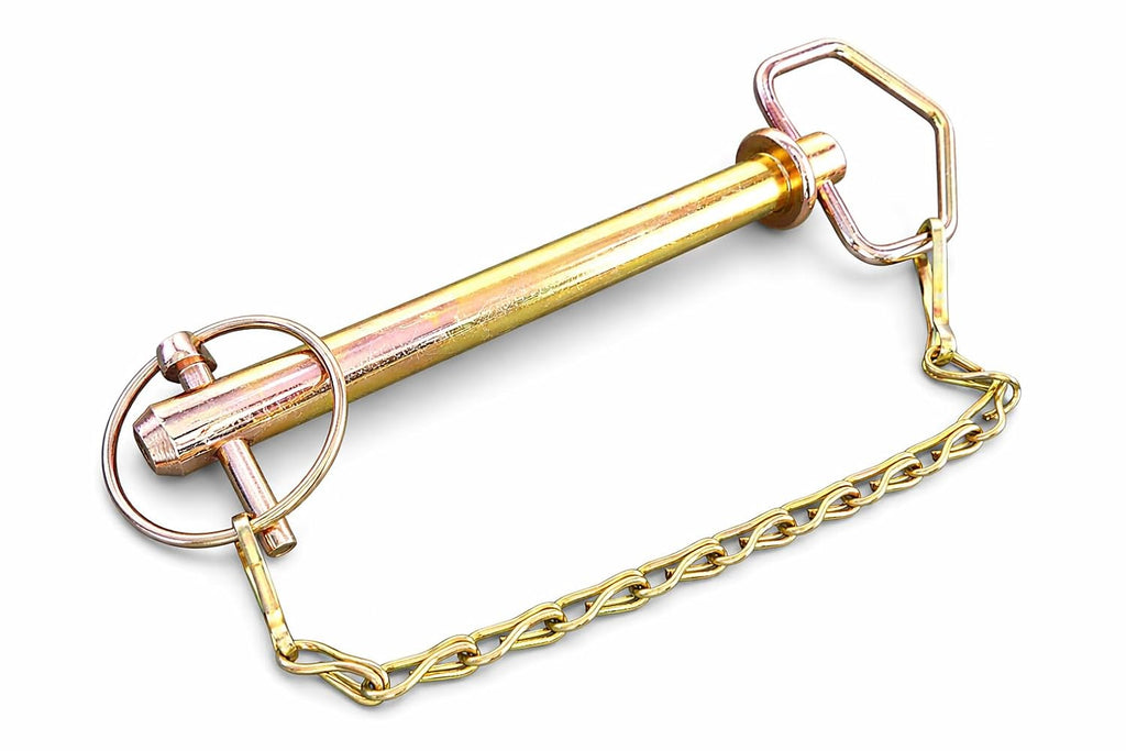 Tech Team #00852 Hitch Pin with Chain and Linchpin, 5/8” Dia x 6” Long, for Secure Mounting of Hitches and Axles, Heavy Duty Steel, Includes Hitch Pin, Chain, and Linchpin