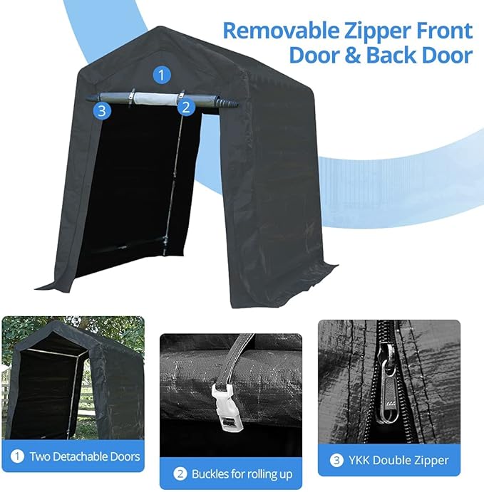 ADVANCE OUTDOOR 6X8 ft Outdoor Portable Storage Shelter Shed - Image 3