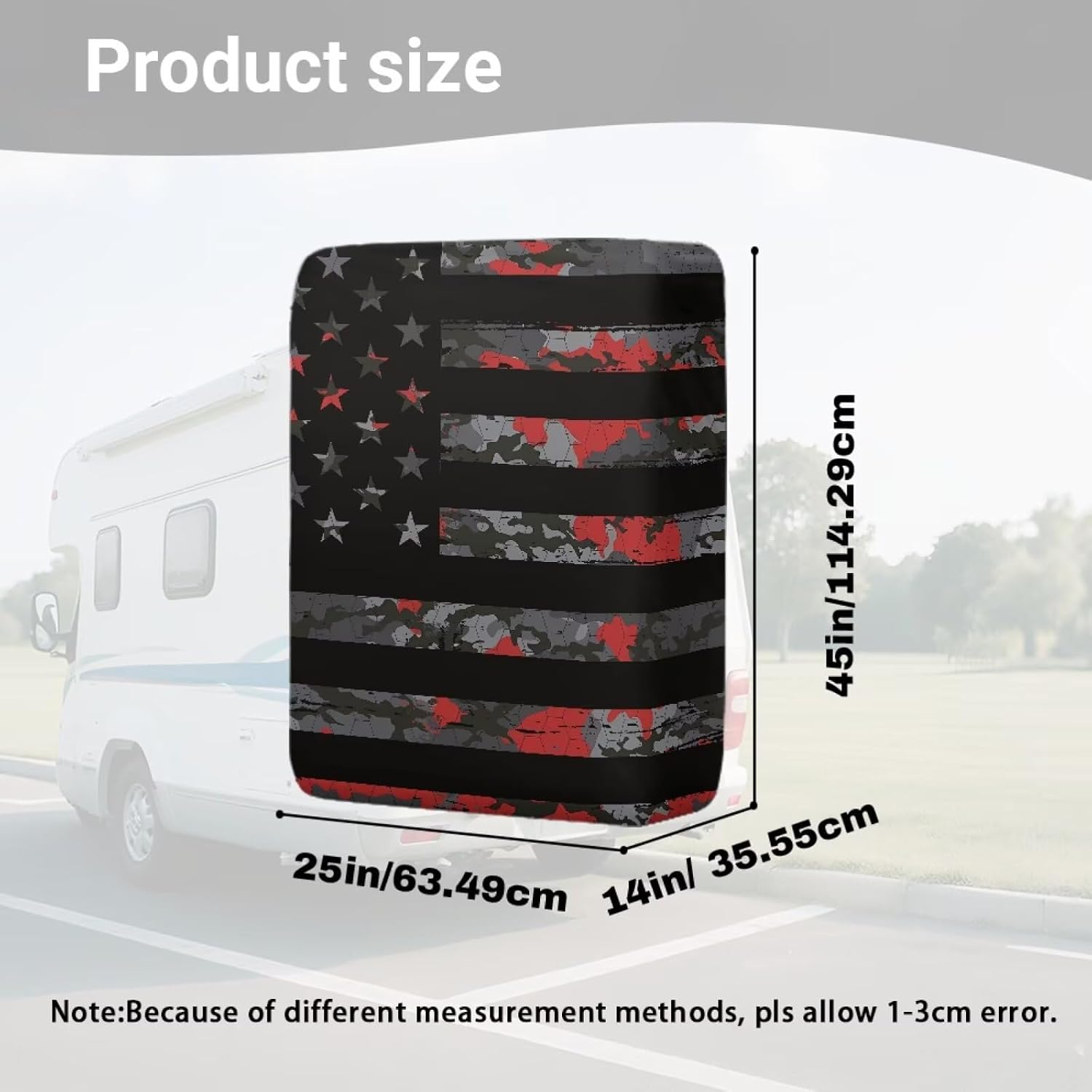 JoyLamoria Camo American Flag RV Tote Tank Cover Compatible 28-36 Gallon | Tote Tanks Waterproof & UV Resistant RV Portable Waste Tank Cover